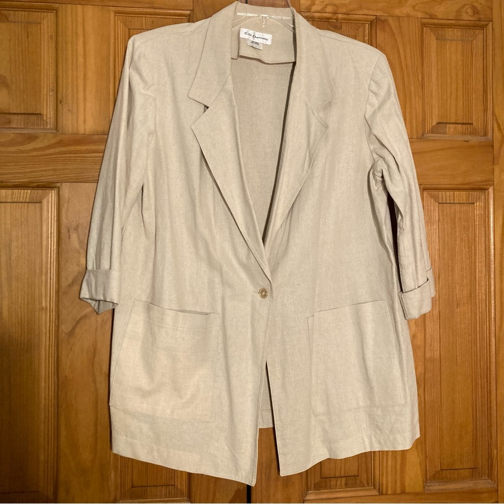 NWOT CD Daniels Vintage 90s Twill Blazer Tan Women's Size 1X